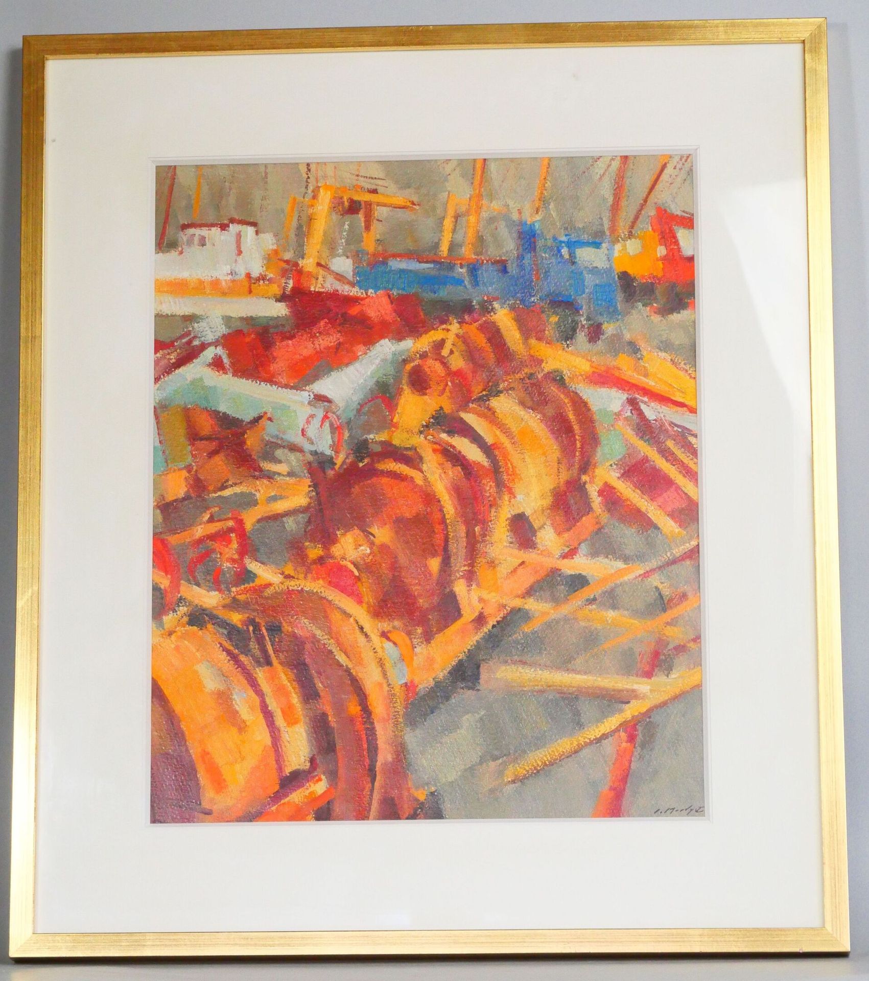 Null 让-勒梅迪(1928-2015)
火车和拖网船 
纸板油画，右下角有签名。 
目测尺寸：46 x 37 cm 
带画框尺寸：65 x 56,5 cm
&hellip;