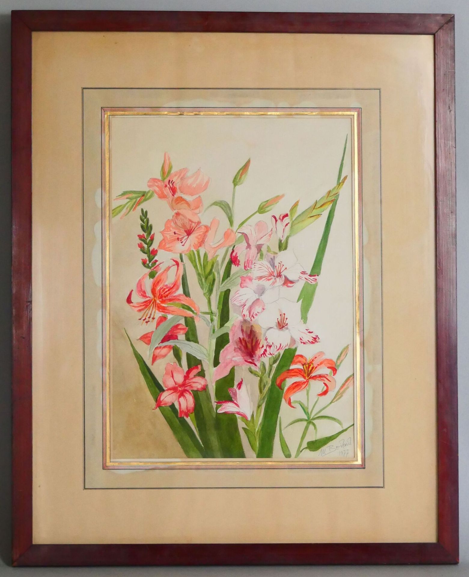 Null 马德琳-博达尔 (1906-1987) 
乡村花卉 
纸上水彩和铅笔，右下方有签名和日期1977年
视线尺寸：33 x 25 cm 
带画框尺寸：53&hellip;