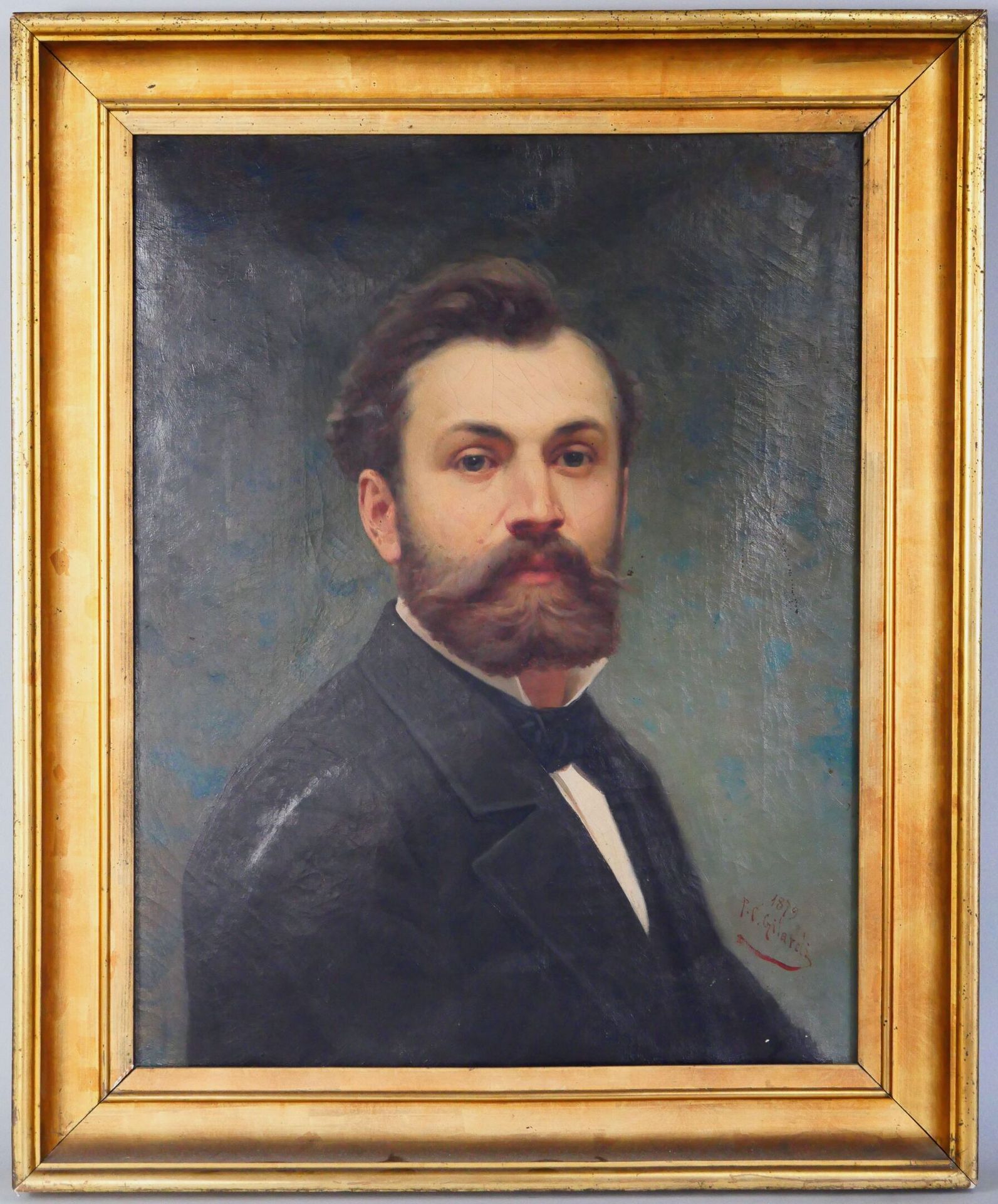 Null 皮埃尔-塞莱斯蒂诺-吉拉尔迪 (1837-1905)
一个有胡子的年轻人的画像 
布面油画，右下角有签名和日期。 
尺寸：61 x 46 cm 
带画&hellip;