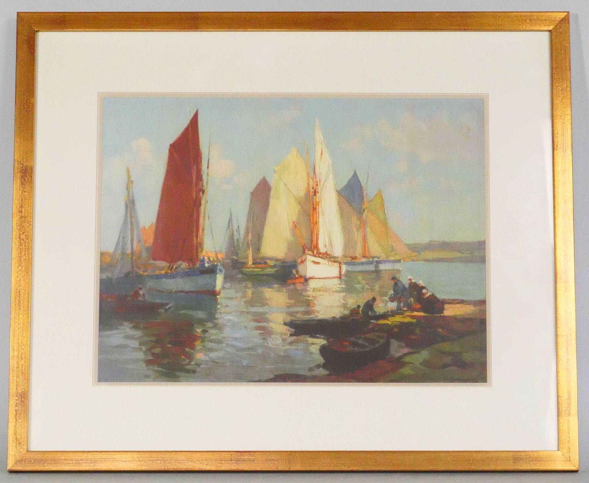 Null Henri Alphonse BARNOIN (1882-1940)
Harbour scene 
Engraving in color 
Dimen&hellip;