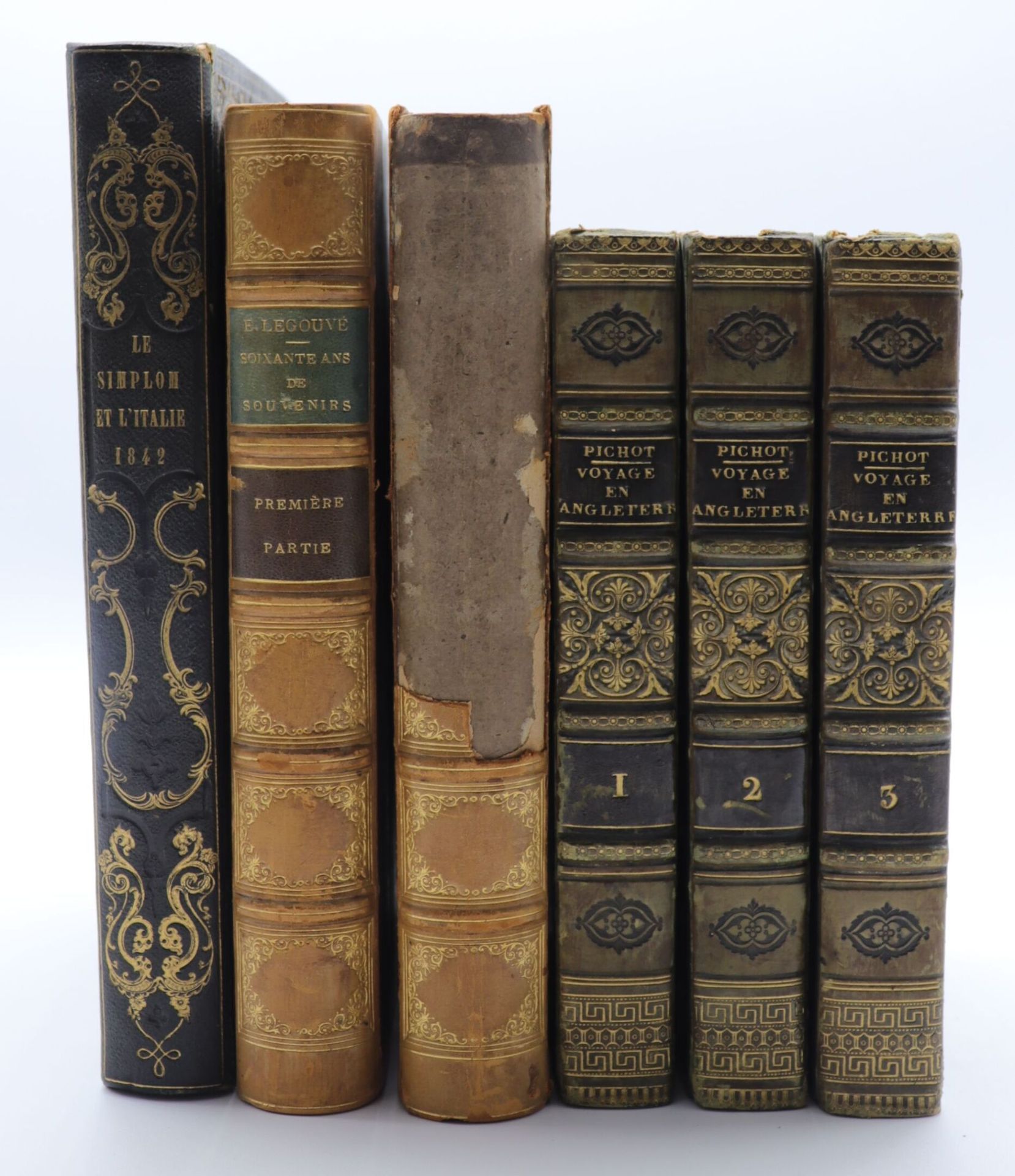 Null 皮科特。历史和文学之旅，在Angterre和Écosse的旅行。巴黎，Ladvocat，1825年，3卷8开本，绿色釉面小牛皮，书脊有棱纹和装饰。有8&hellip;