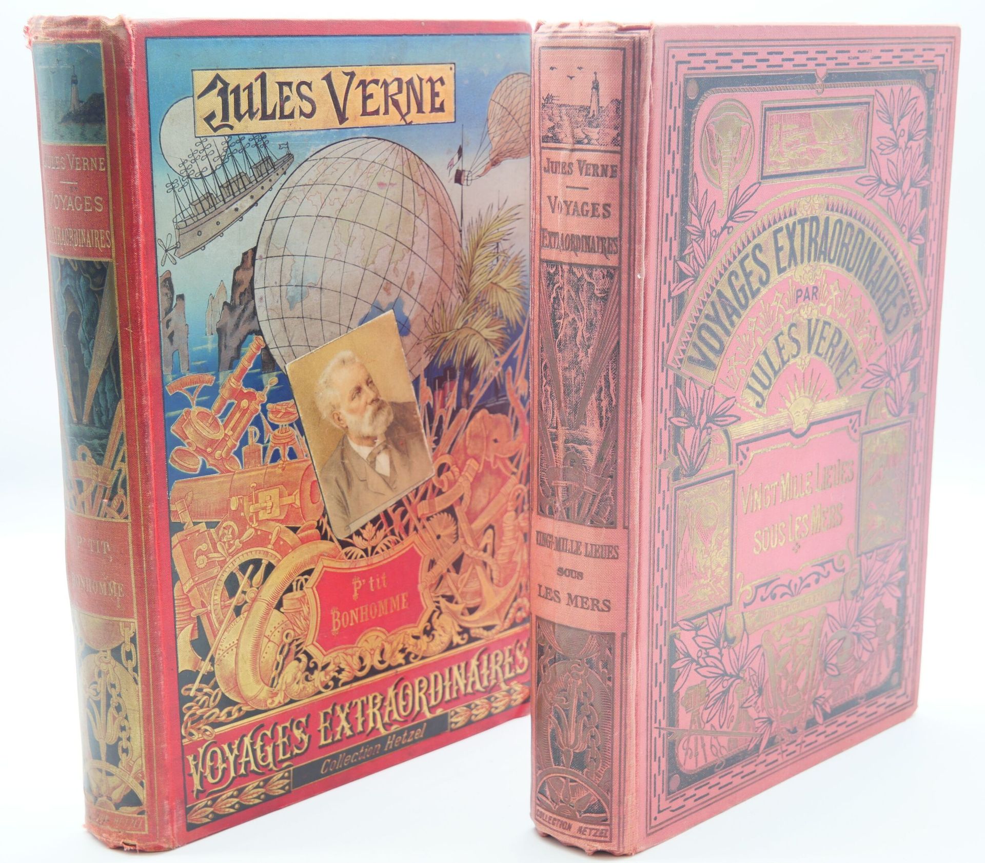 Null VERNE Jules. Set of 2 Volumes.
Voyages Extraordinaires, P'tit-Bonhomme, Par&hellip;