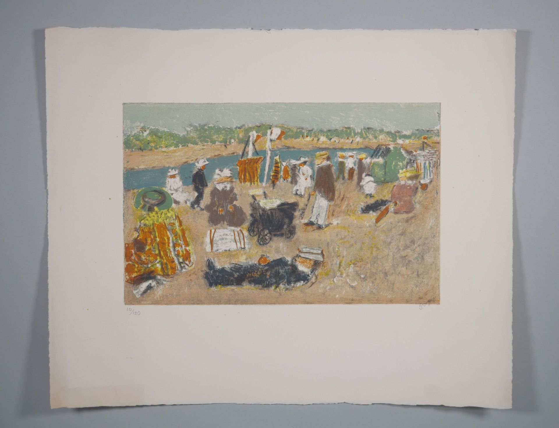 Null 让-普尼 (1892-1956)
海边 
右下角有签名的彩色雕刻，左下角有10/120字样。
纸张尺寸：45 x 57厘米 
(边缘有折痕，未装裱)
&hellip;