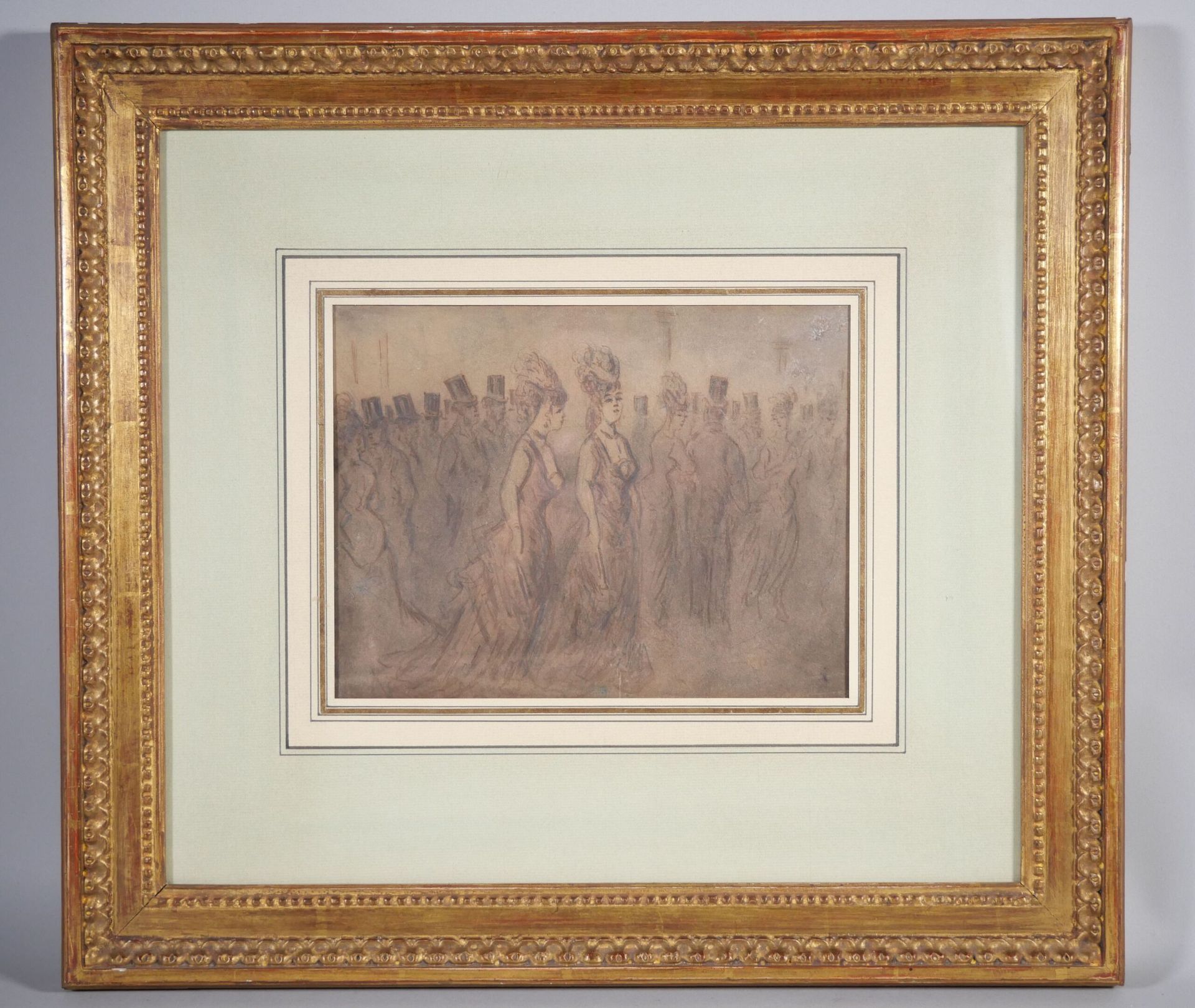 Null 康斯坦丁-盖斯（法拉盛1802-巴黎1892）。
林荫道上的女人
钢笔和棕色墨水，灰色水洗 
尺寸：18 x 23.5厘米
带画框尺寸：45 x 49&hellip;