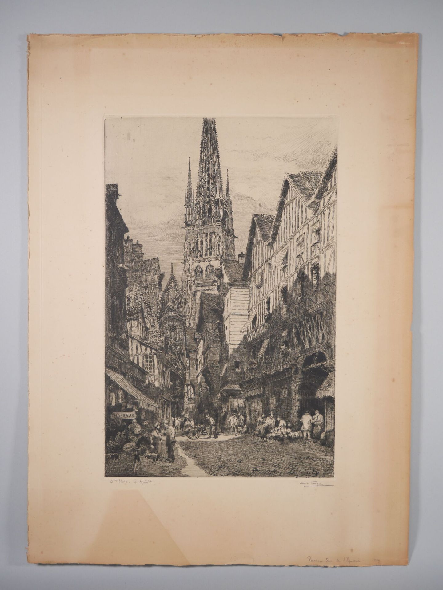 Null Charles Jean FORGET (1886-1960)
Rouen, rue de l'Épicerie 
Etching on paper &hellip;