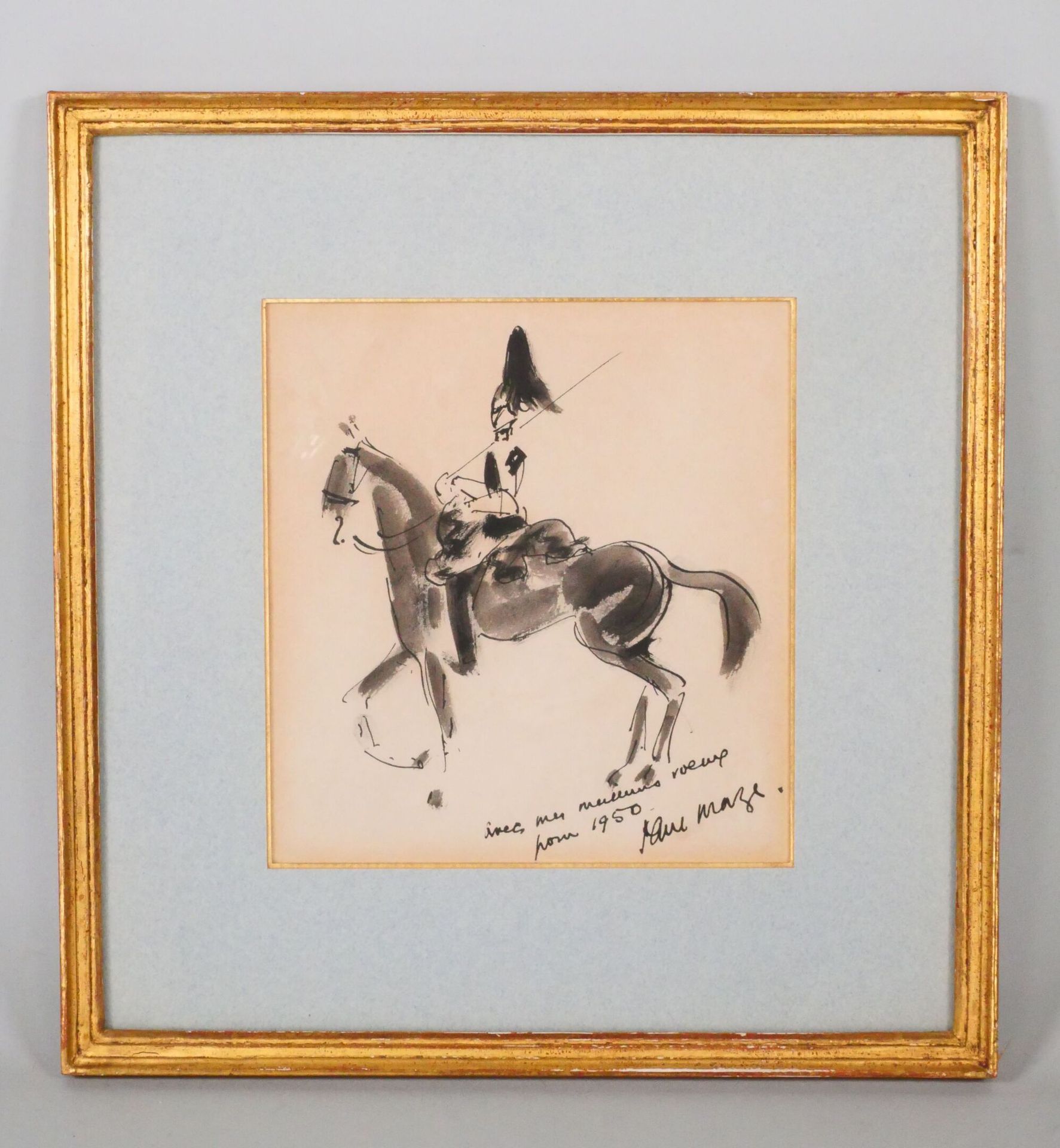 Null Paul Lucien MAZE (1887-1979)
Garde à cheval 
Encre sur papier signée en bas&hellip;
