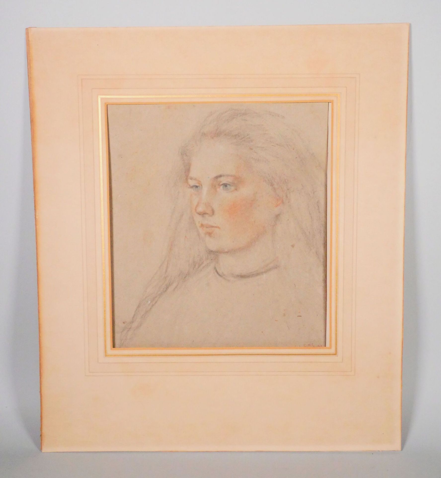 Null Charles Haslewood SHANNON (1863-1937)
Retrato de una joven 
Dibujo a tres l&hellip;