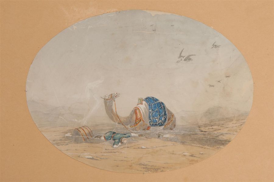 Null Ecole orientaliste du XIXe siècle
Désert
Technique mixte sur papier maroufl&hellip;