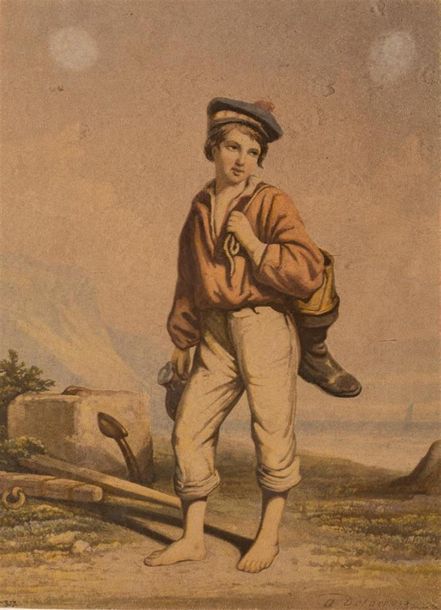 Null DELACROIX Auguste (1809-1868)
Jeune homme
Aquarelle sur papier signée en ba&hellip;