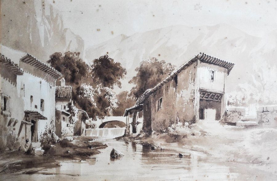 Null Ecole Française du XIXe siècle
Hameau traversé par un cours d'eau au pied d&hellip;