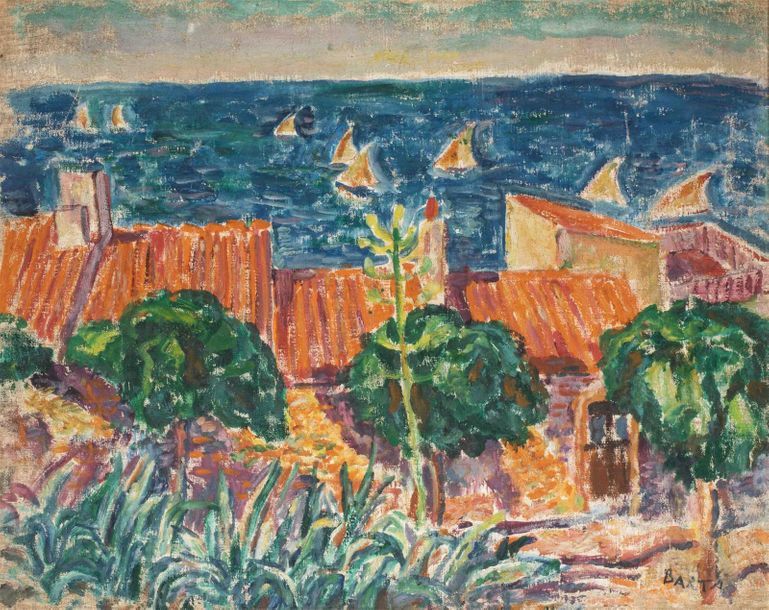 Null Laszlo BARTA (1902 - 1961)
Vue sur mer.
Huile sur toile, signée en bas à dr&hellip;