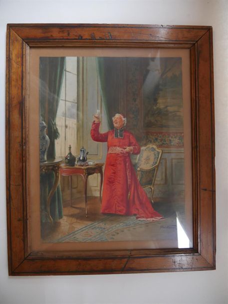 Null WEBER Alfred (1862-1922)
Le Cardinal au verre de Bénédictine
Aquarelle sign&hellip;