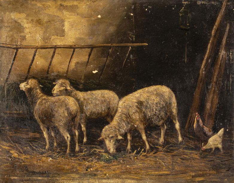 Null Buncey Philippe Albin (1905-1978)
 Moutons dans l'étable
Deux huiles sur pa&hellip;