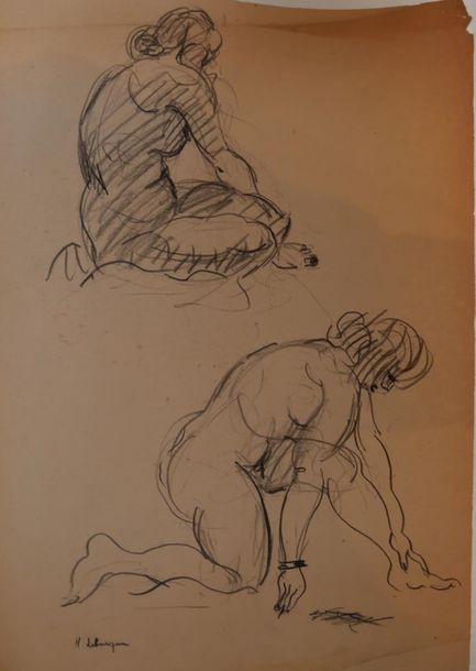 Null LEBASQUE Henri (1865-1938)
Etude de nu assis et à genoux
Dessin au fusain s&hellip;