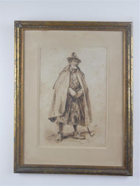 Null VERNET Horace 
Paris 1789 - id. ; 1863

Le vieux mendiant romain.

Pinceau,&hellip;