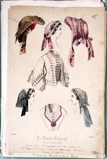 Null Ensemble d'extrait de revue de mode du XIXe siècle : Le Monde élégant, L'Ec&hellip;