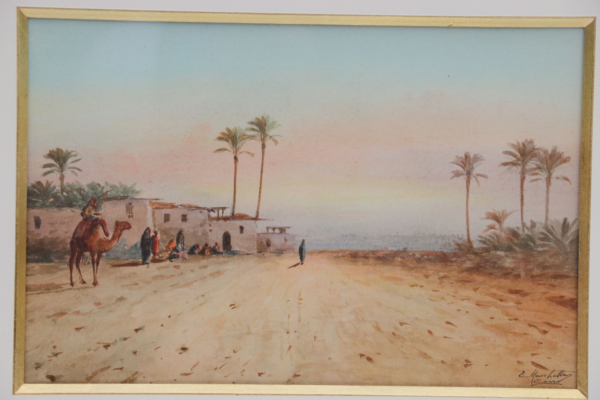 Null Emilie MARCHETTINI XIX° Xx° acquerello orientalista, sbd. H 19 x 28 cm