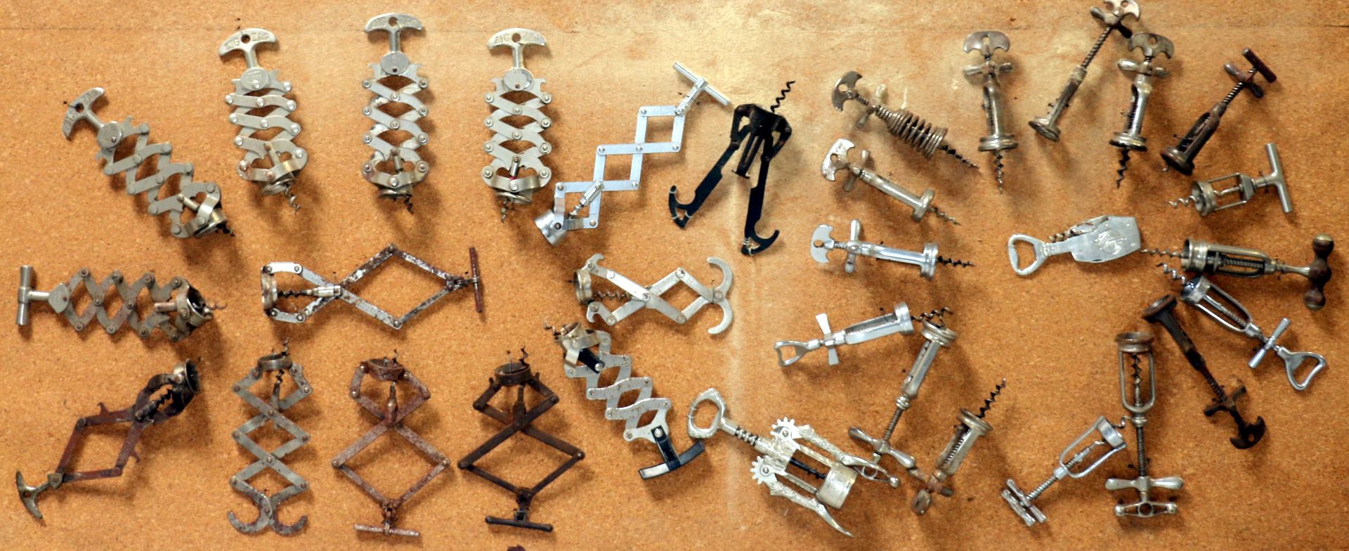 Null Set of 31 corkscrews, screw, bell, zig-zag