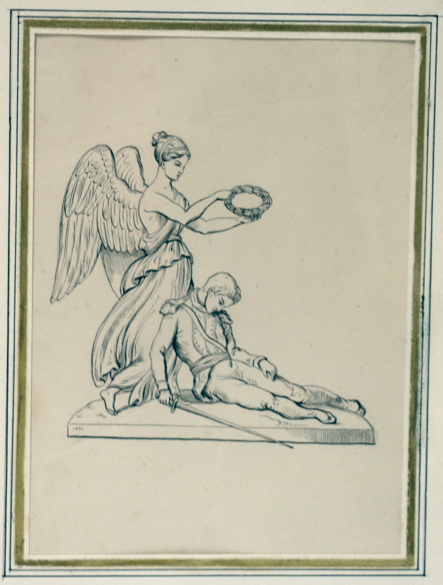 Null ROYER Charles "omaggio ai morti del 1870". Disegno a penna. 20 x 14 cm a vi&hellip;