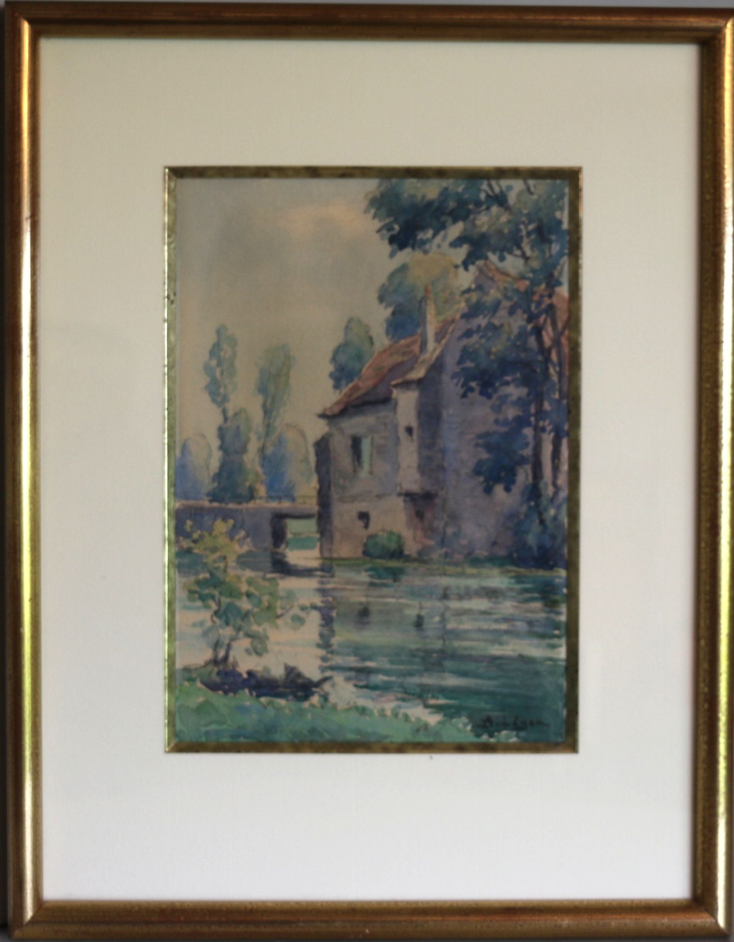 Null Watercolour, sbg, 12 x 17 cm on view / A. LEGER "Le moulin" Watercolour, sb&hellip;