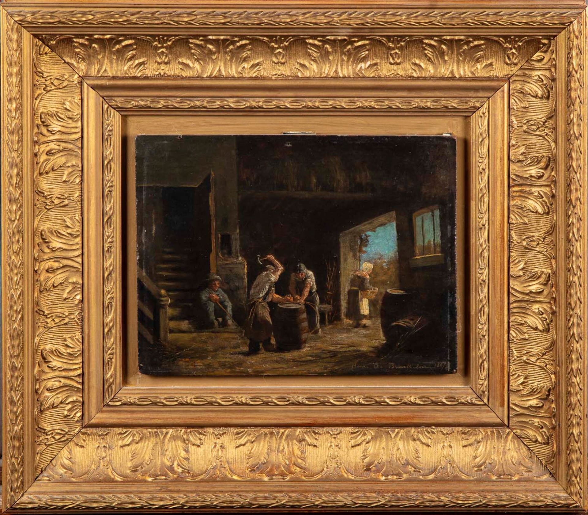 BRAEKELLER 亨利-德-布莱克勒 (1840-1888)

锻造厂的内部

板上油彩

左下方有1867年的签名和日期

21 x 27,5 cm