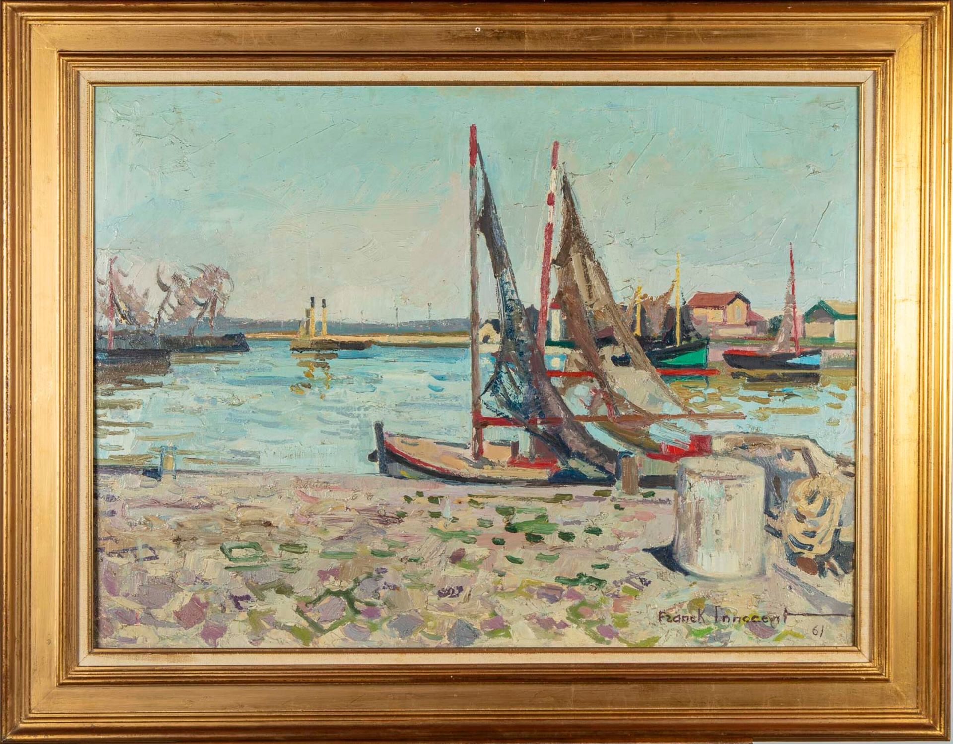 FRANK INNOCENT 弗朗克-英诺德(1912-1983)

鸿福莱尔港的入口

布面油画

右下角有签名，日期为 "61

59 x 80厘米