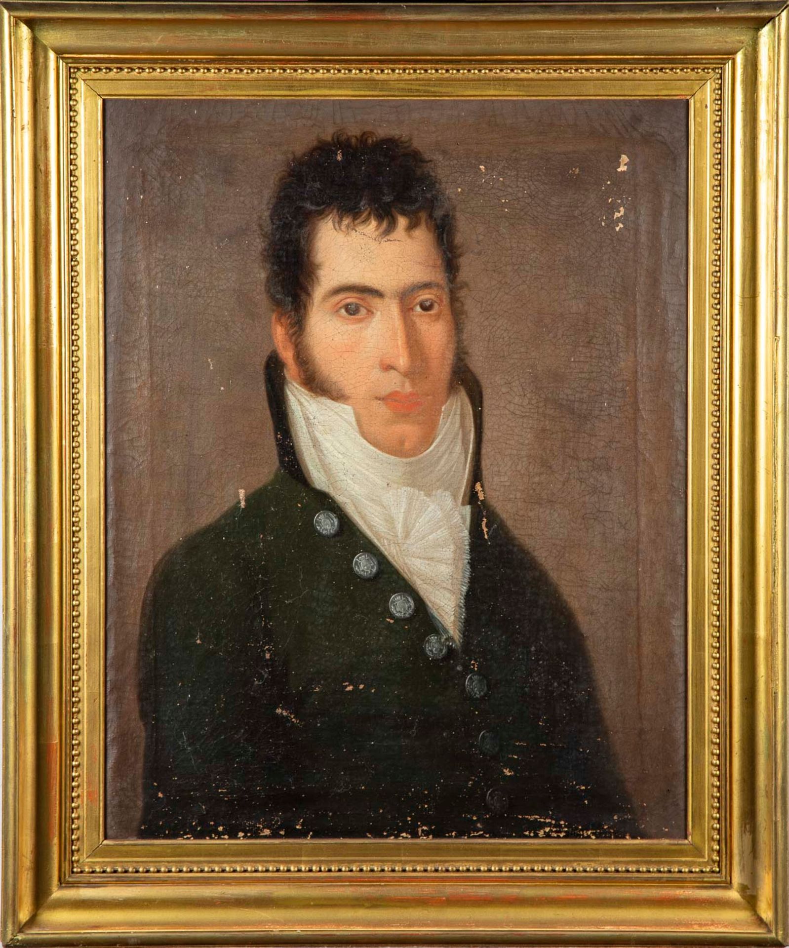 ECOLE FRANCAISE XIXè 19世纪的法国学校

打着白领带的男子肖像

布面油画

63 x 49 厘米

抬起，丢失