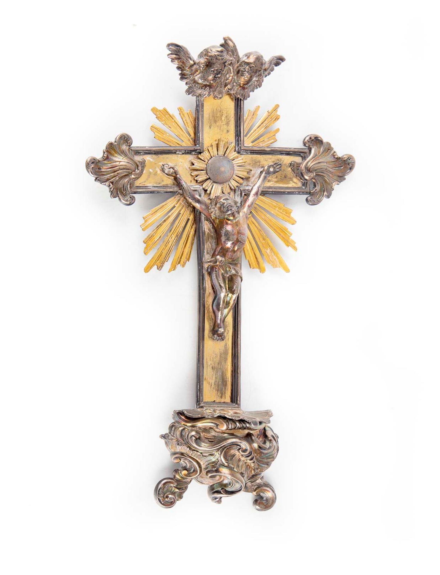 Null Silver and brass crucifix forming a holy water font

19th century

H. 37 cm