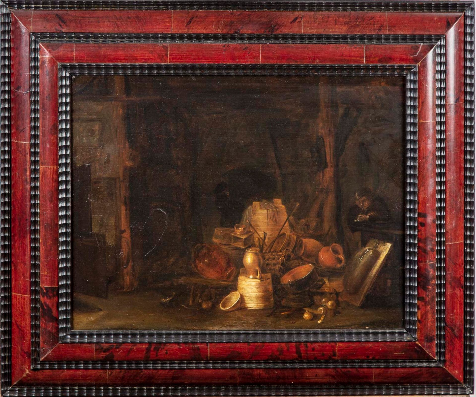 WILLEM KALF 在威廉-卡尔夫（1619-1693）的品味中

后厨的烟熏炉

板上油彩

30 x 40厘米

修缮