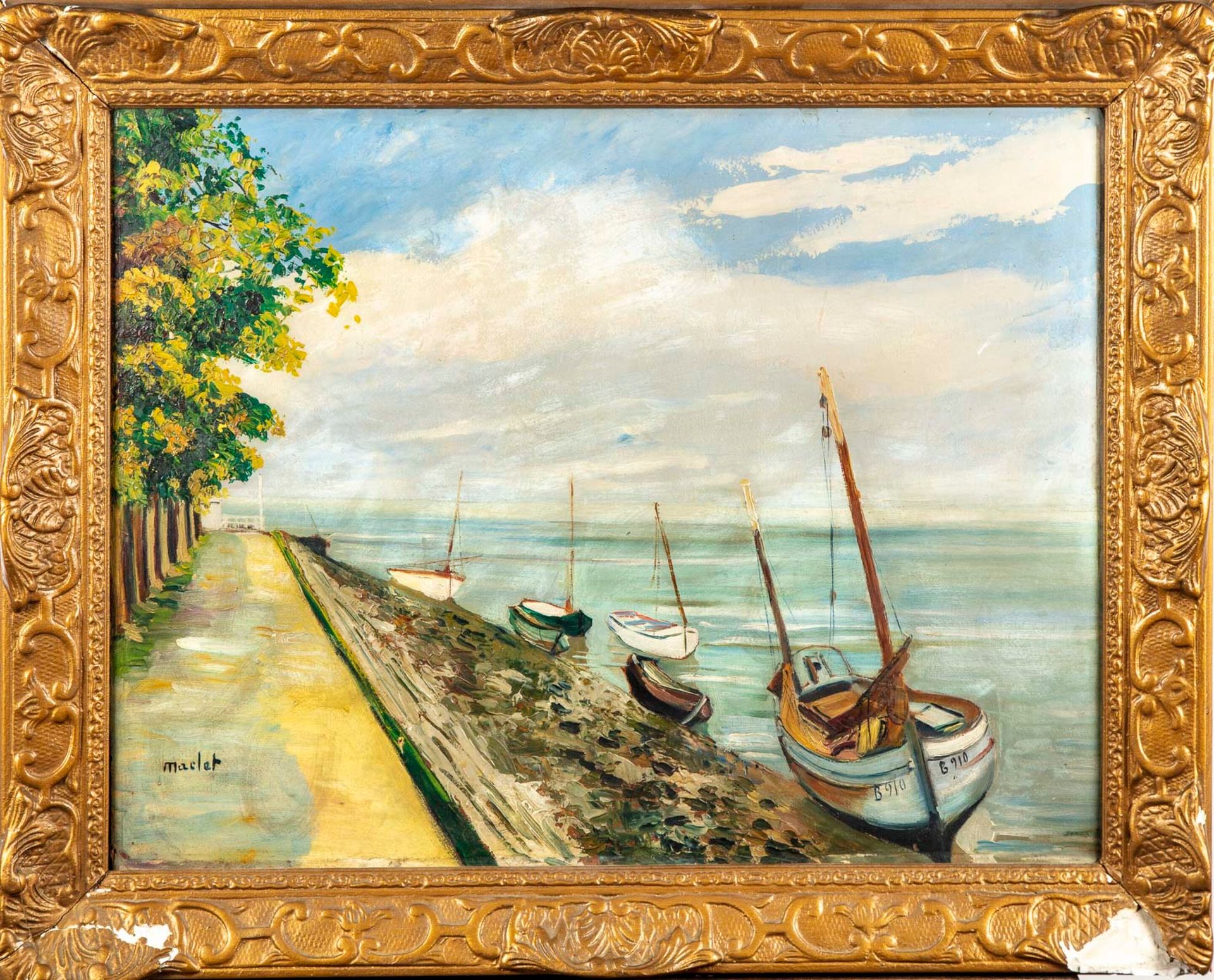 Élisée MACLET 埃利塞-马克莱(1881-1962)

海边的帆船

纸板上的油彩

左下方有签名

49 x 63 cm

框架的损坏