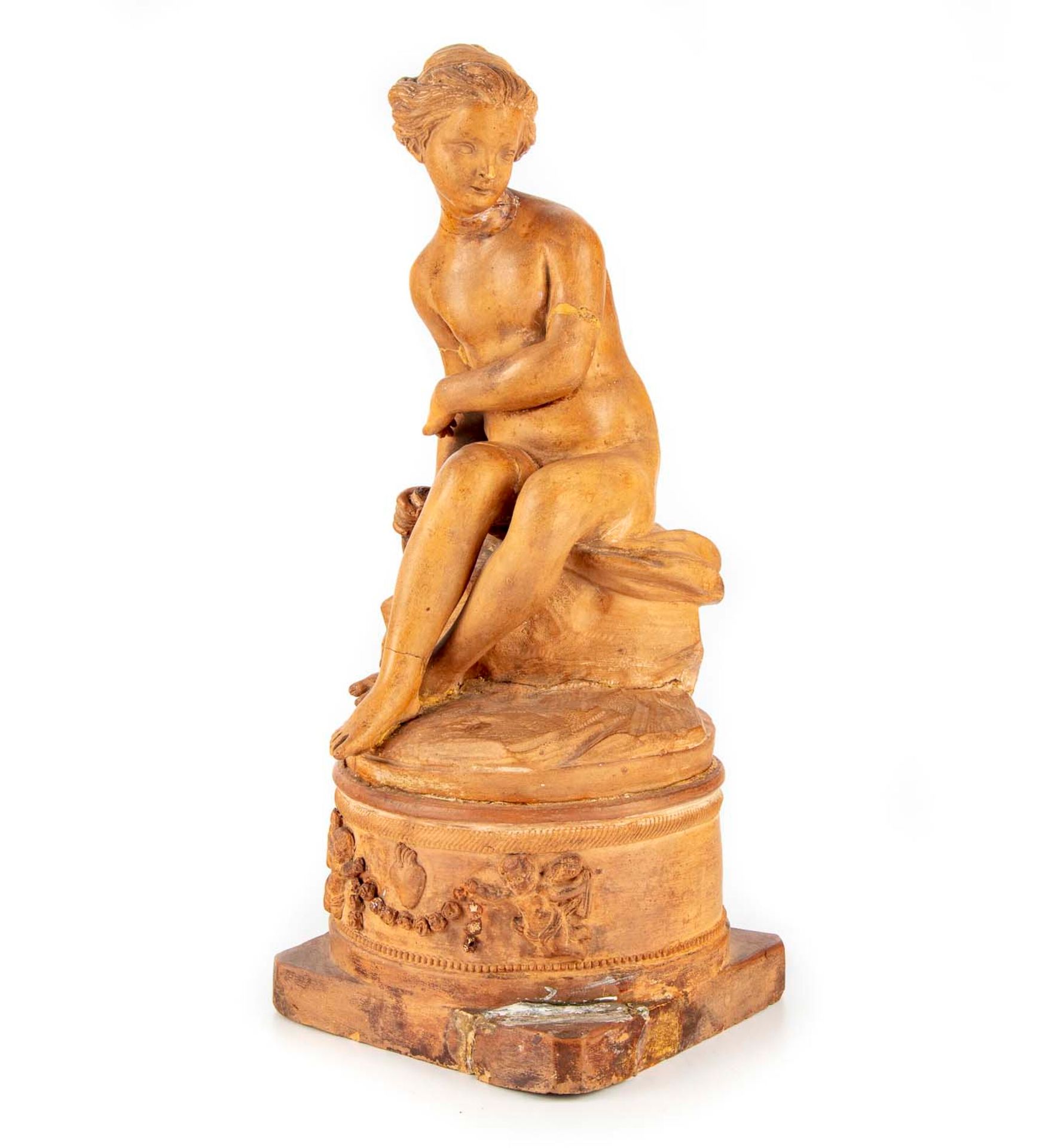 PAJOU After PAJOU - 19th century

Nymph with bath

Terra cotta with patina

Base&hellip;