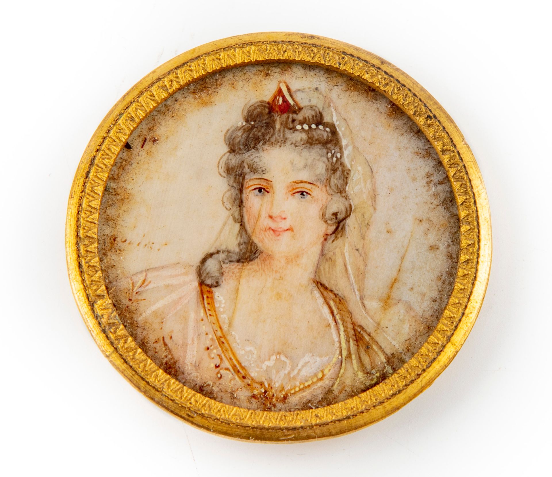 ECOLE FRANCAISE XIXè 19世纪法国学校

十七世纪风格的妇女肖像画

圆形微型

H.3.5厘米

黄铜框架