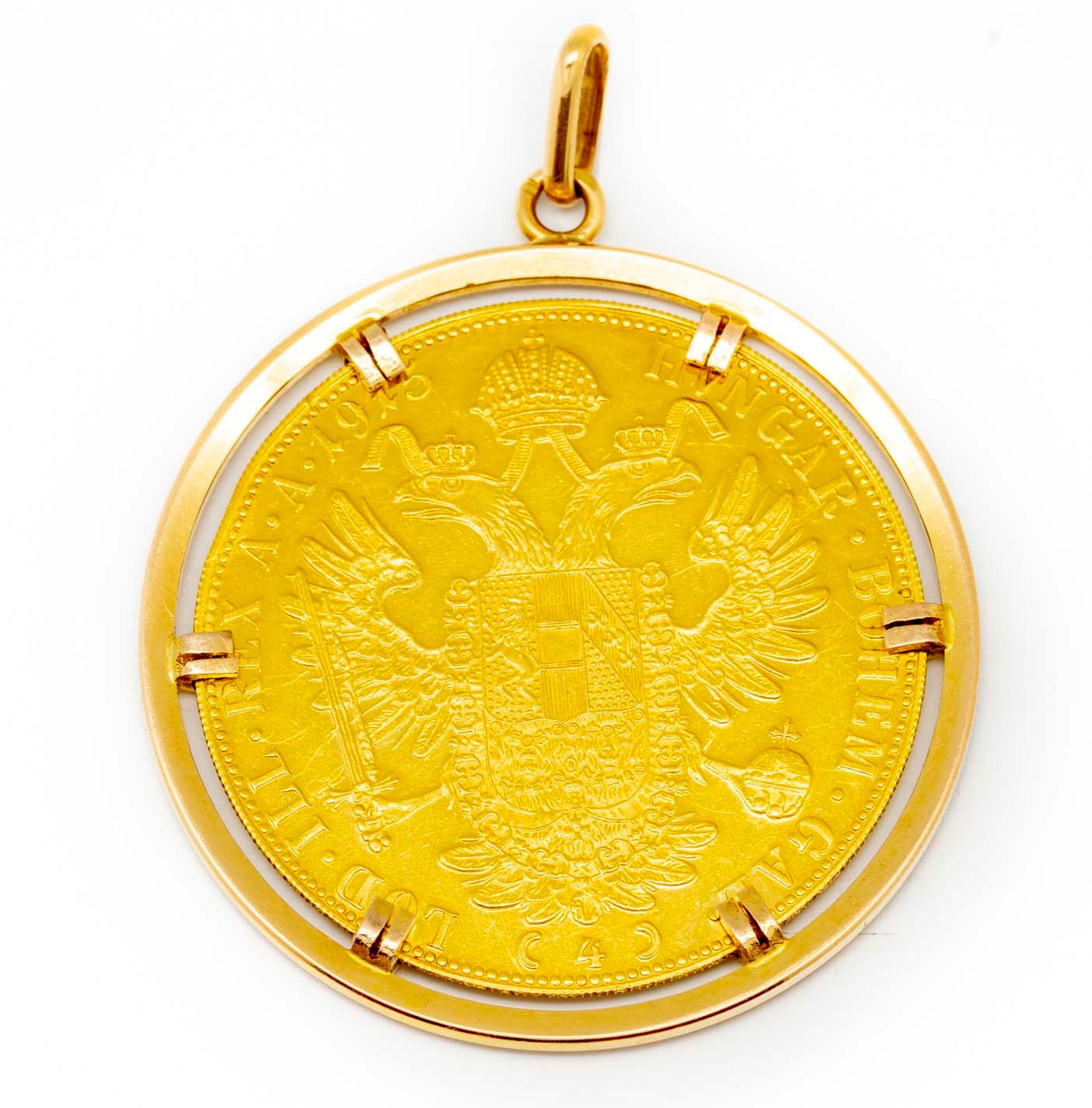 Null Grande médaille en or montée en pendentif à l'éfigie de l'Empereur François&hellip;