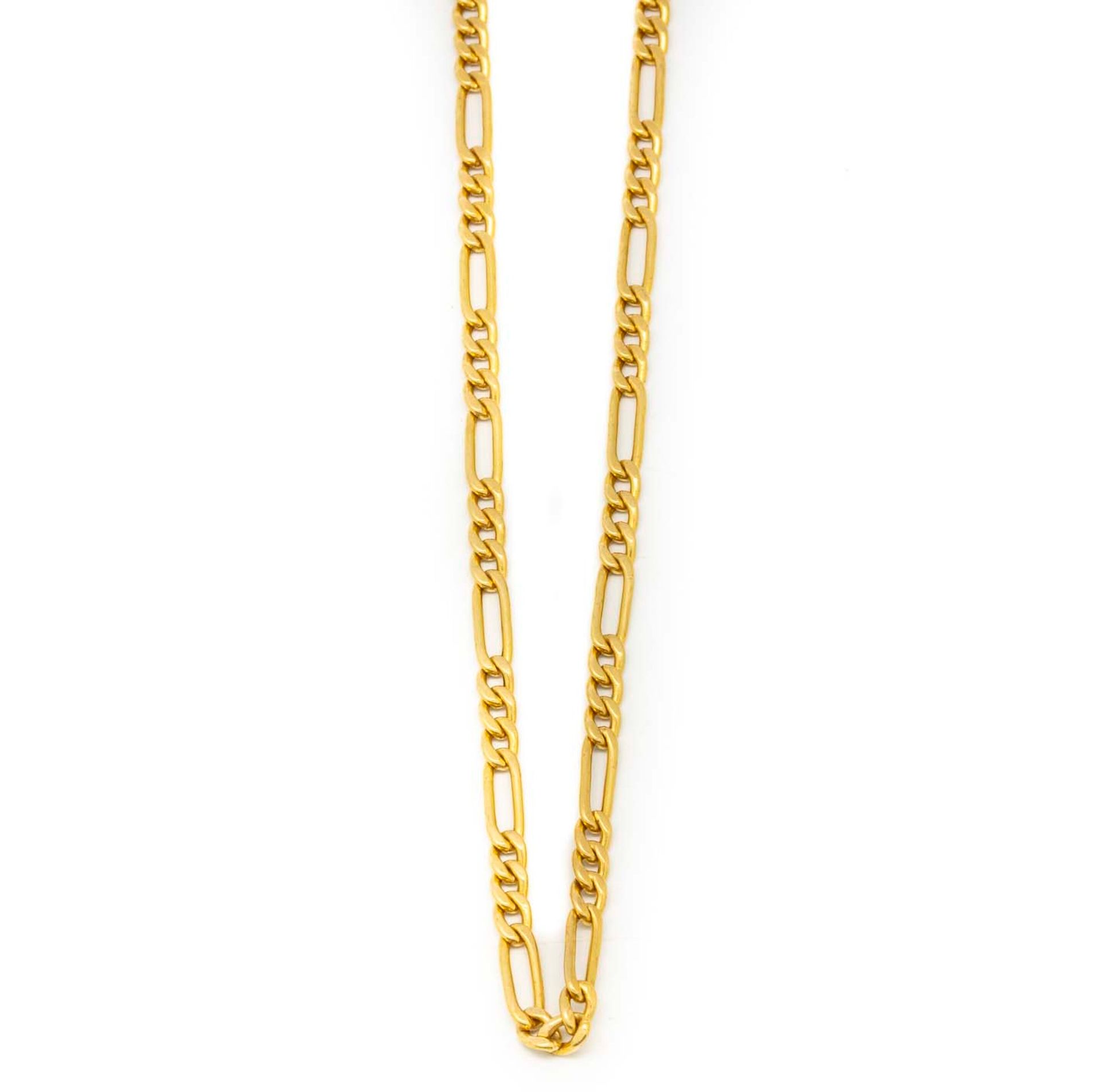 Null Yellow gold chain with flat links

Weight : 14,3 g.