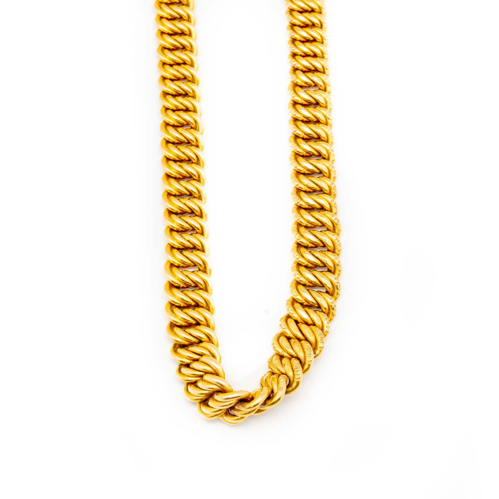Null Collar de oro amarillo con eslabones articulados flexibles

Peso : 117 g.