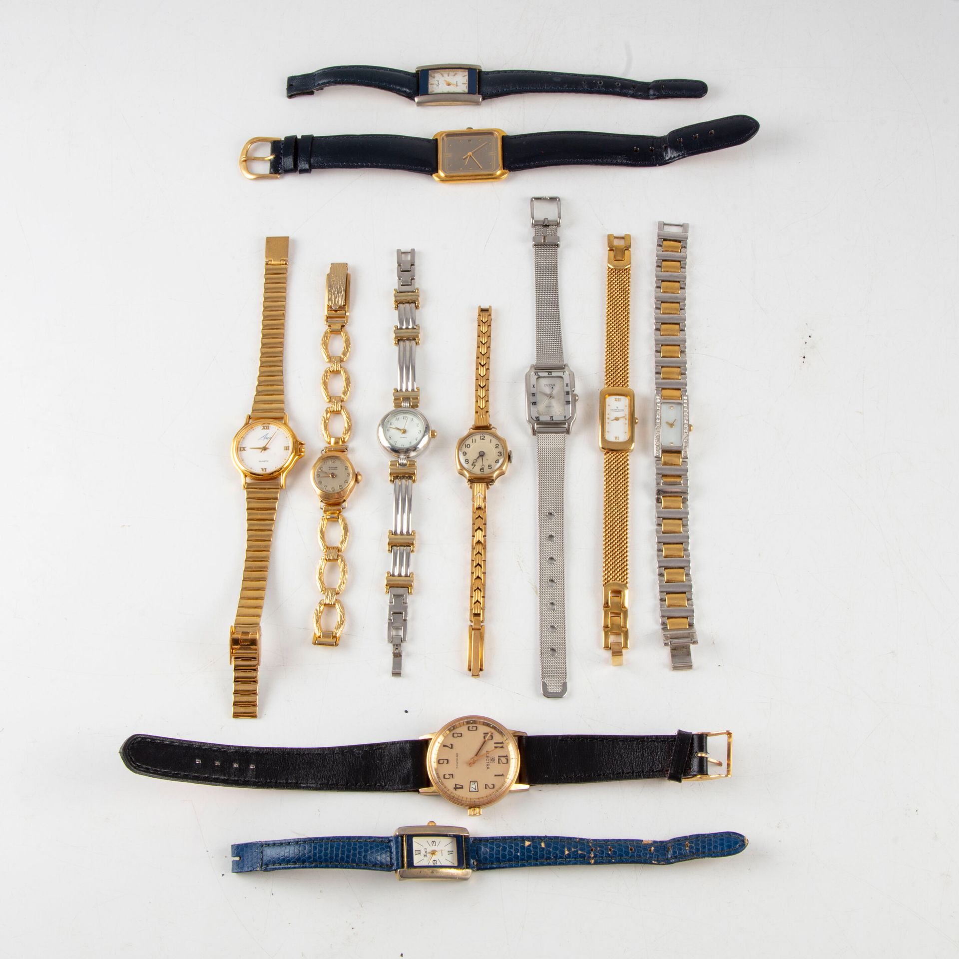 Null Un lot de 9 montres bracelets fantaisies (Electra, Alain Quilbé, ANGR, Ceza&hellip;