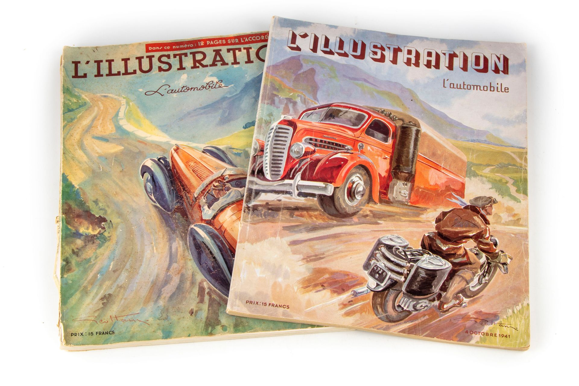 Null Deux revues l'Illustration automobile, avec couvertures illustrées par Geo &hellip;