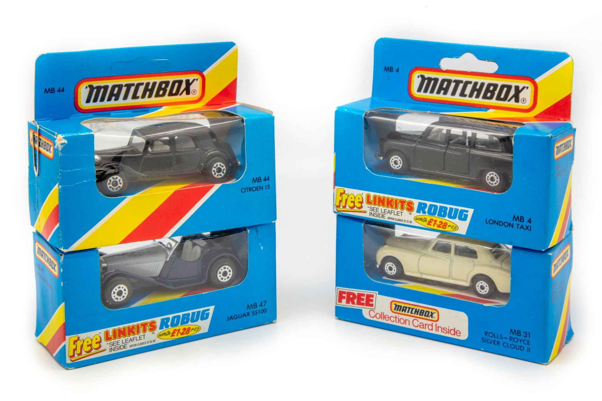 MATCHBOX MATCHBOX vers 1980

Lot de 4 véhicules en BO dont un taxi londonien réf&hellip;