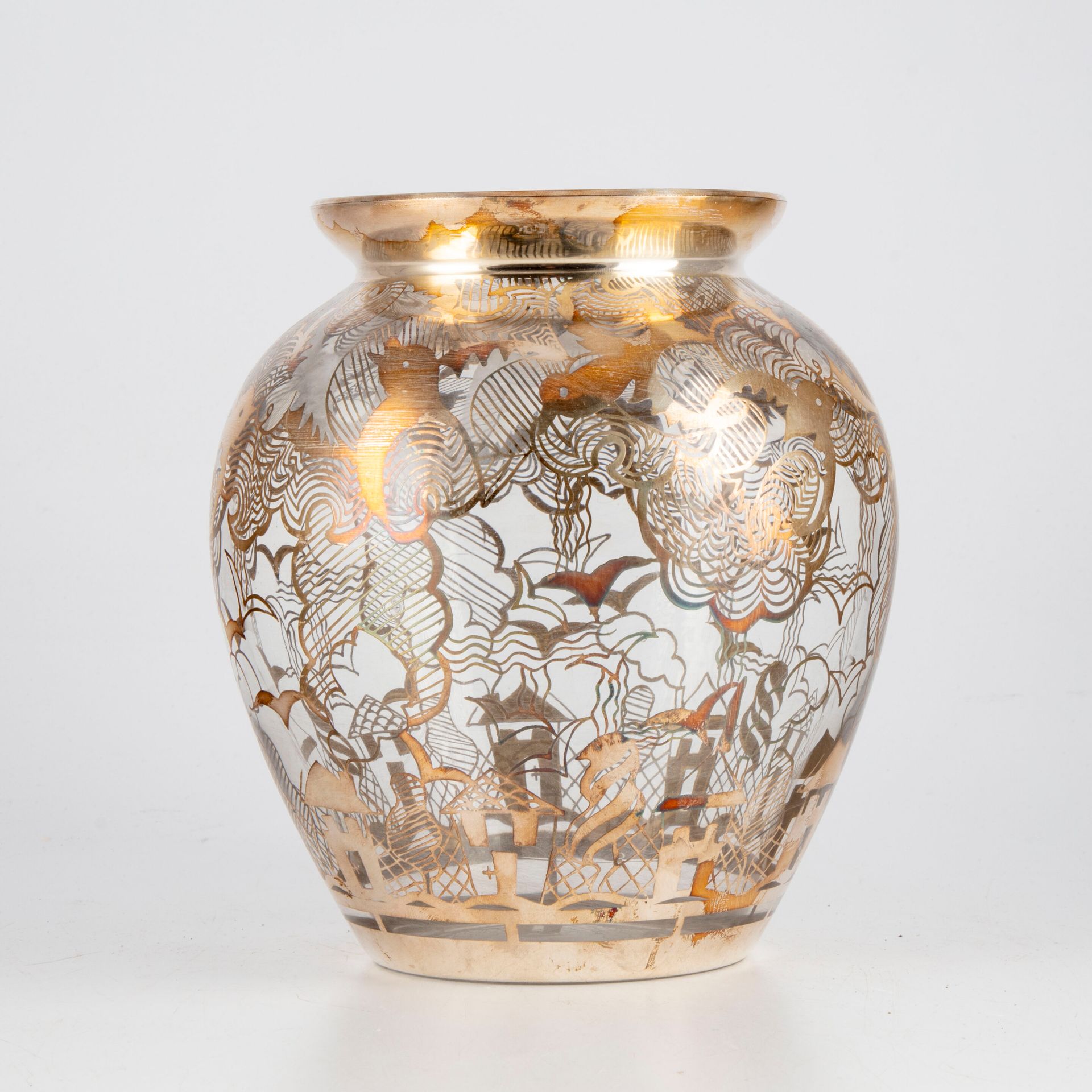 SAINT GRAAL SAINT GRAAL 

Vase ovoïde en verre à décor appliqué d'argent d'hiron&hellip;