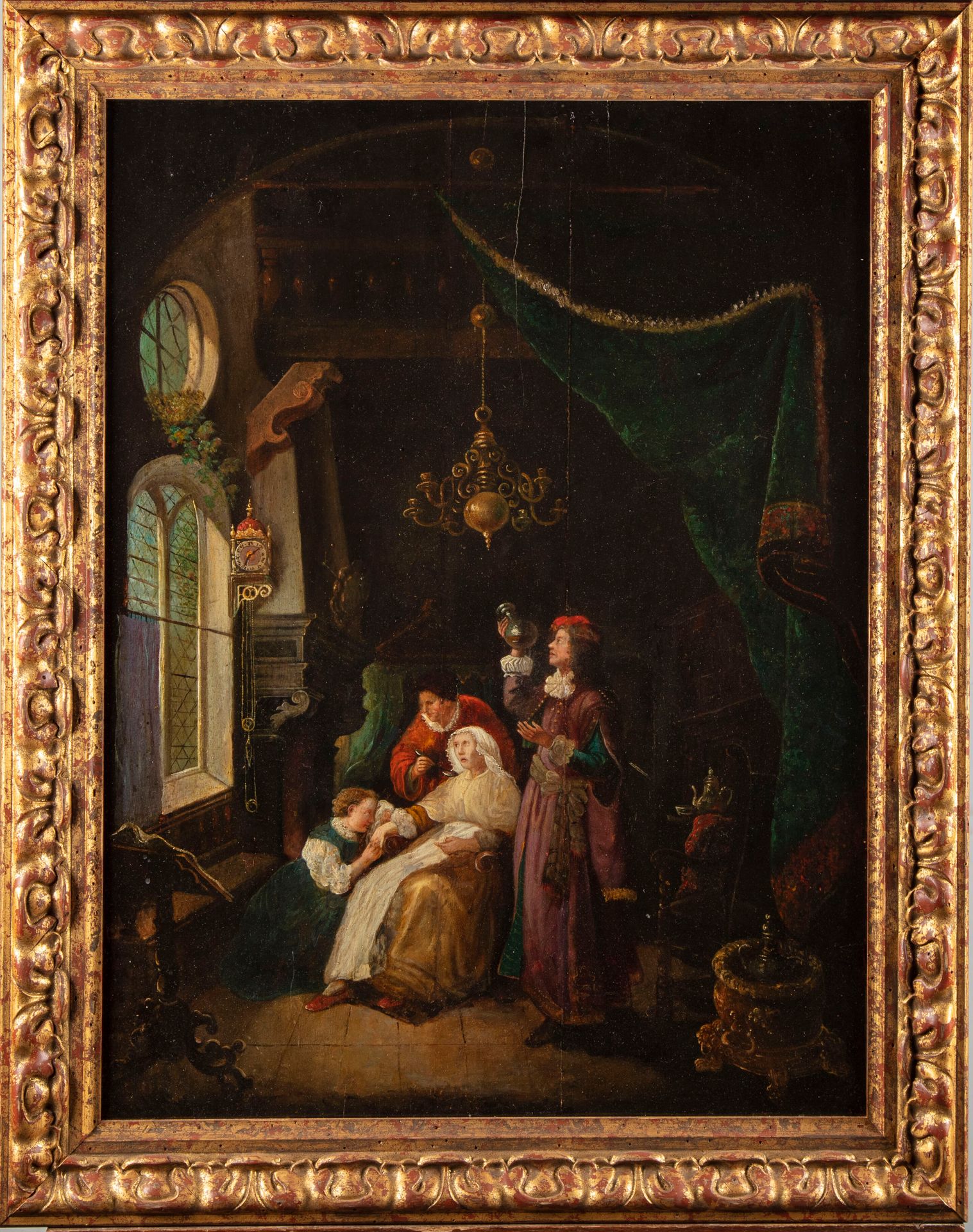Null 19世纪霍兰德学校，17世纪之后

医生的访问

镶板油画（镶板

69 x 52 cm
