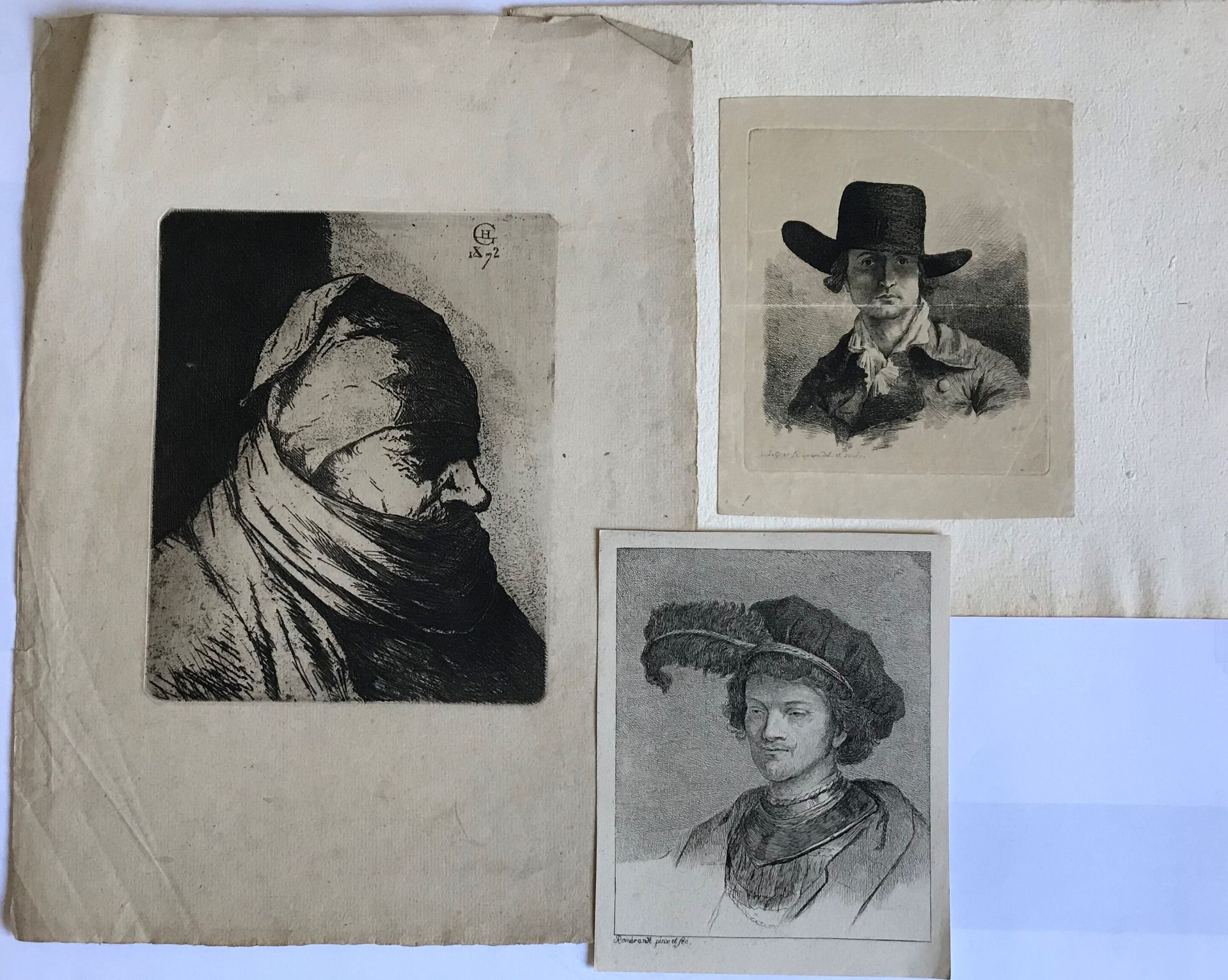 Rembrandt 在REMBRANDT、LE GROS等人之后

肖像画

三幅单张版画

30 x 23至14 x 11.5厘米

如是