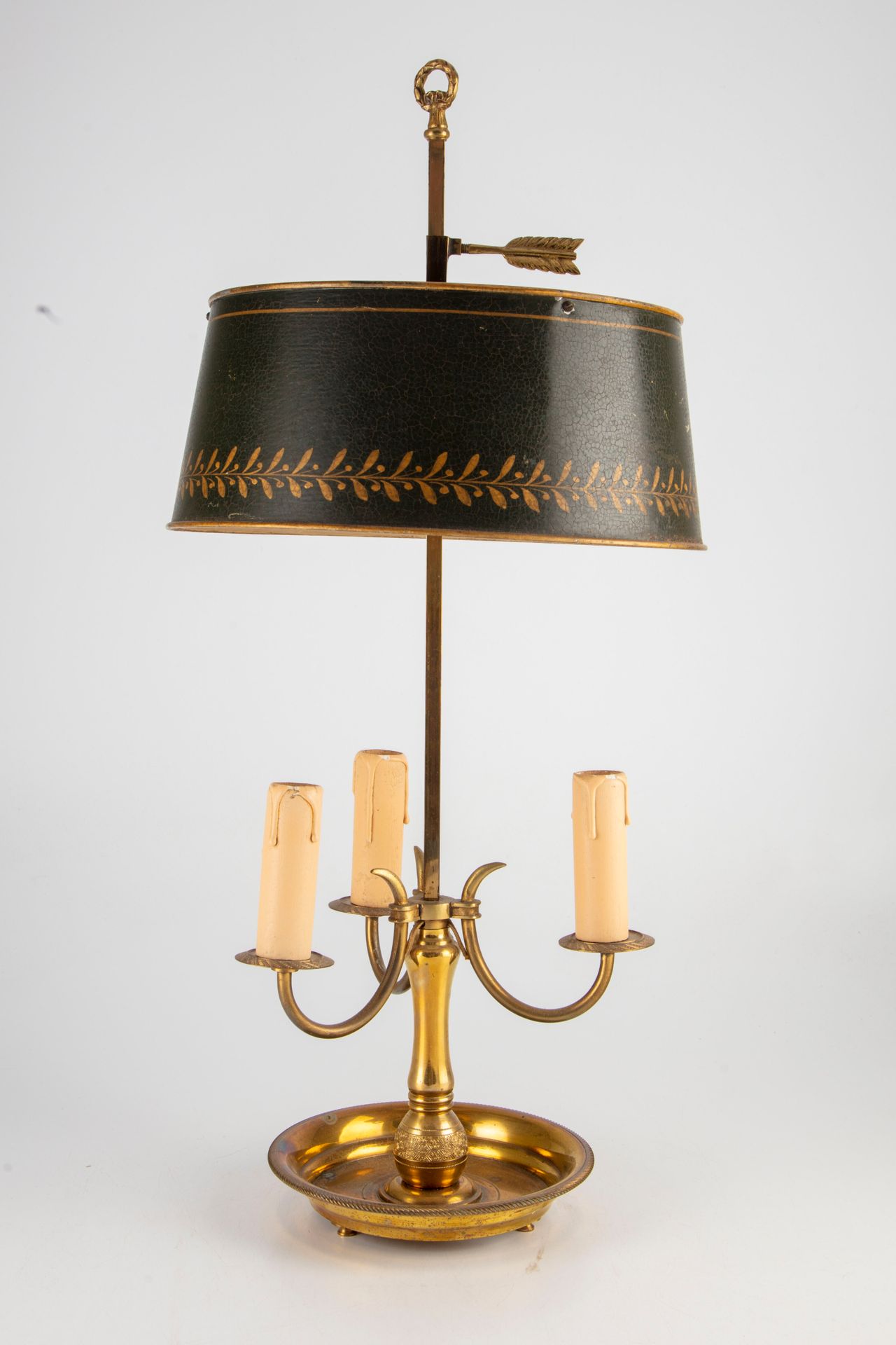 Null Wärmflaschenlampe aus vergoldetem Metall mit drei Lichtarmen und einem Lamp&hellip;