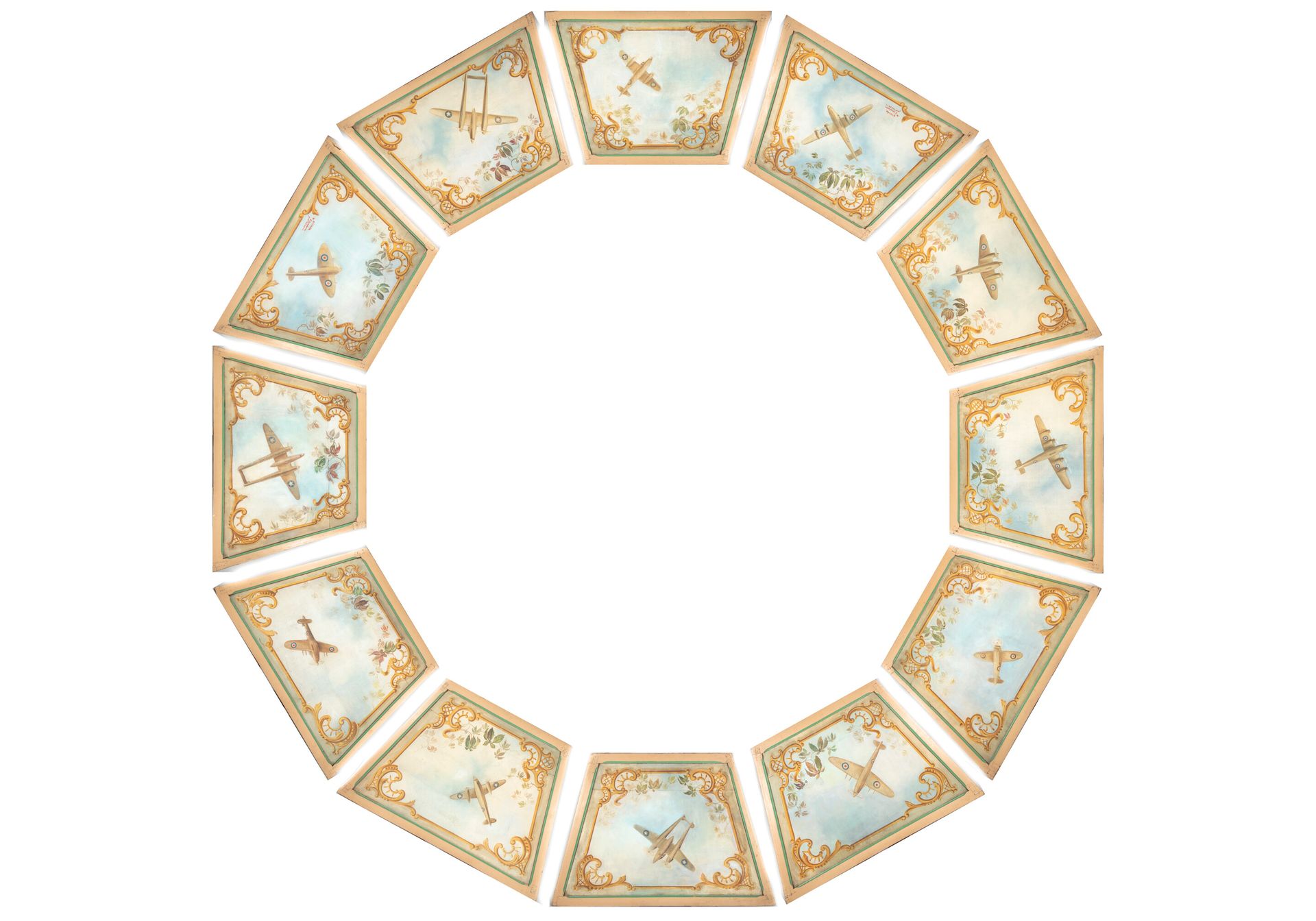 Null Set of 12 panels forming a merry-go-round sky with plane decoration and roc&hellip;