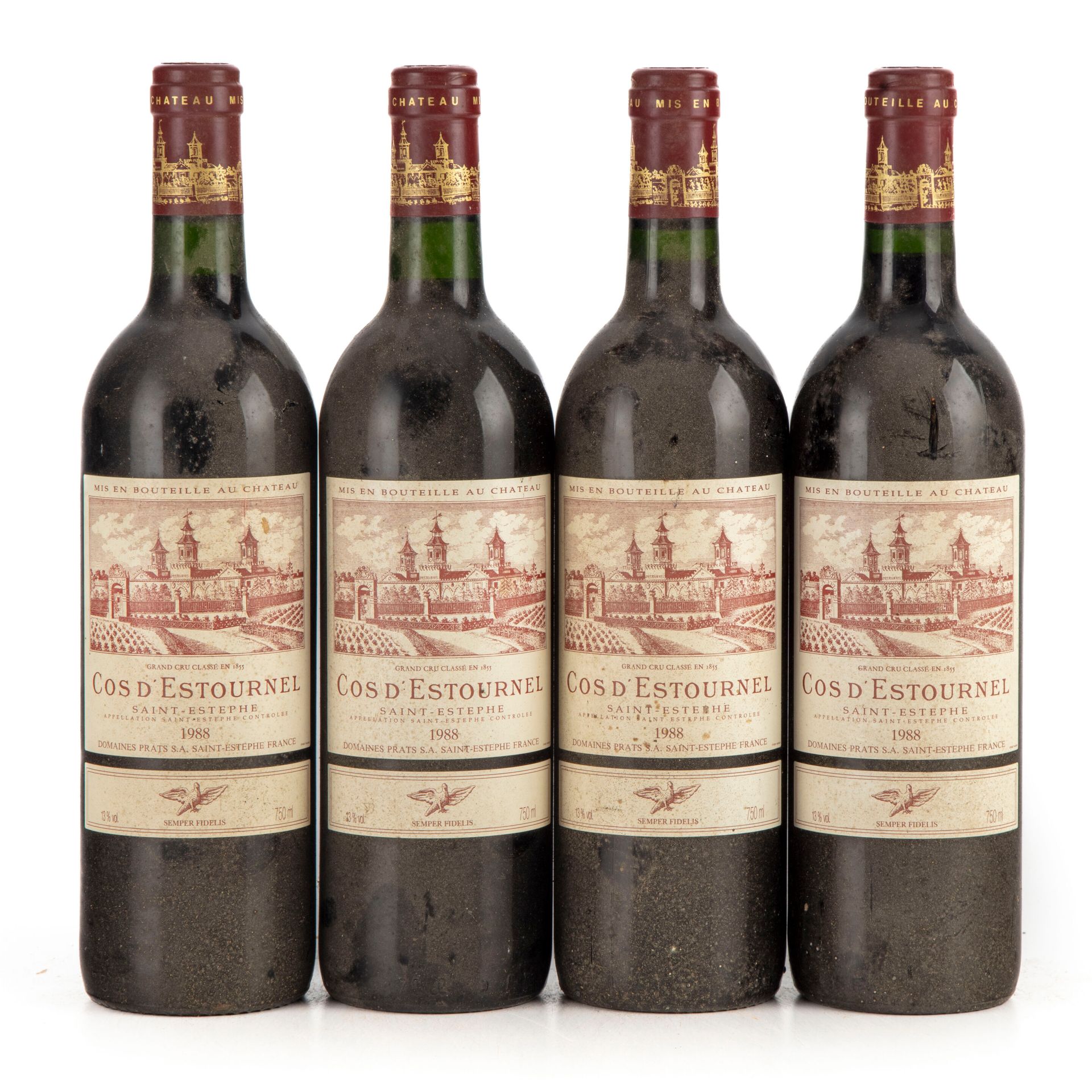 Null "4 bottles Château Cos d'Estournel 1988 2nd GC Saint-Estèphe (

(E. F, lm)"