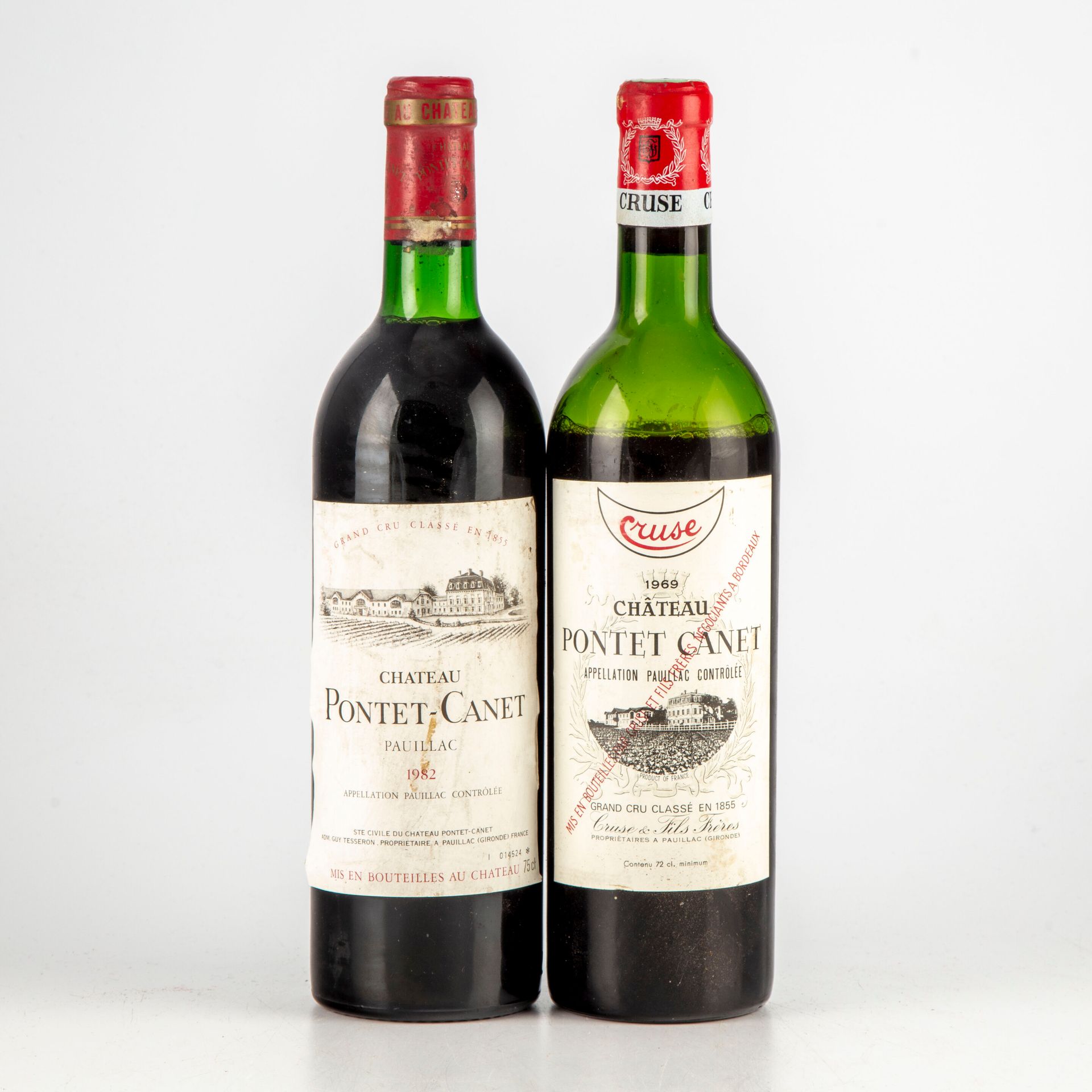 Null 2 bouteilles : 1 CHÂTEAU PONTET CANET 1969 5e GC Pauillac (Cruse Négociant)&hellip;