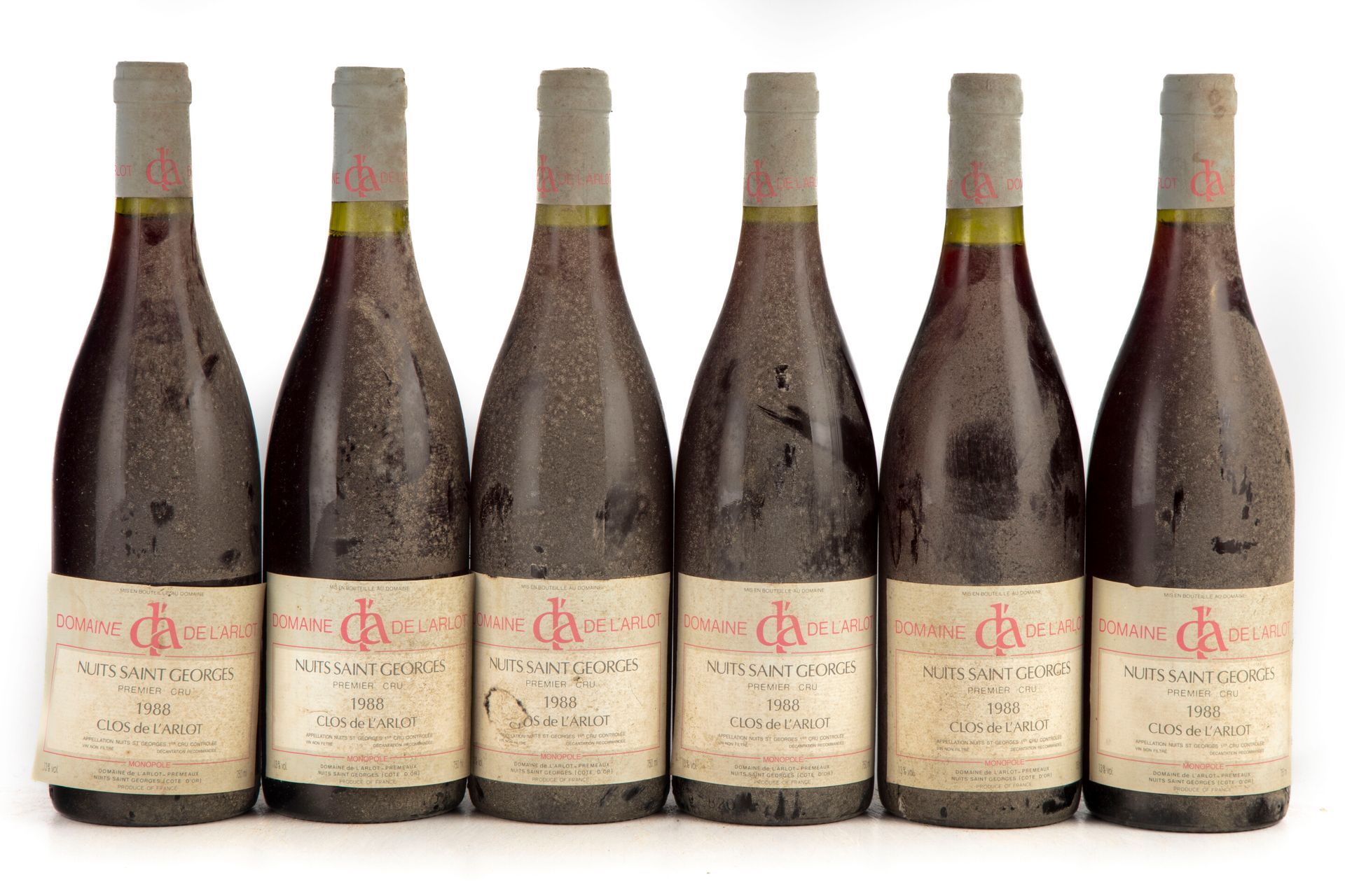 Null "6 bottles Nuits Saint Georges 1988 1er Cru ""Clos de l'Arlot Domaine de l'&hellip;
