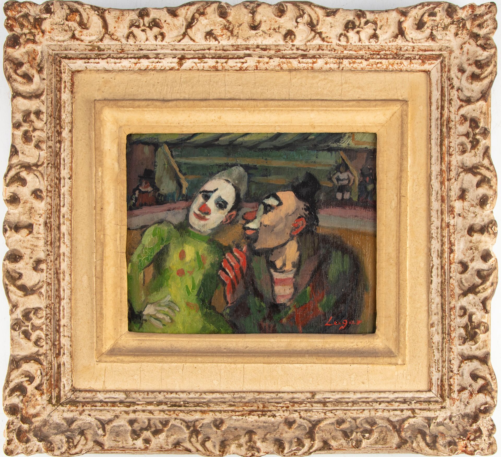 Null 塞尔索-拉加(1891-1966)

马戏团里的小丑

板面油画，右下角有签名

15,5 cm x 19,5 cm 正在观看