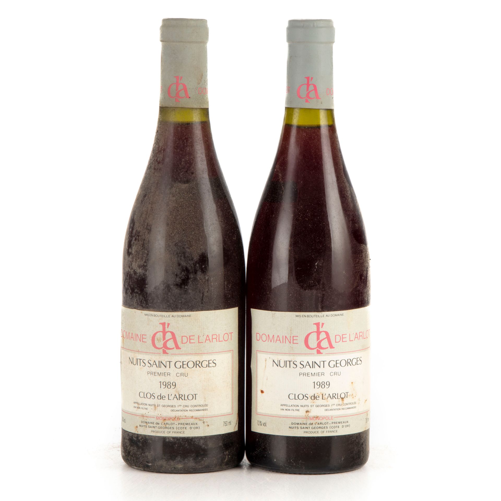 Null "2 bottles Nuits Saint Georges 1989 1er Cru ""Clos de l'Arlot Domaine de l'&hellip;
