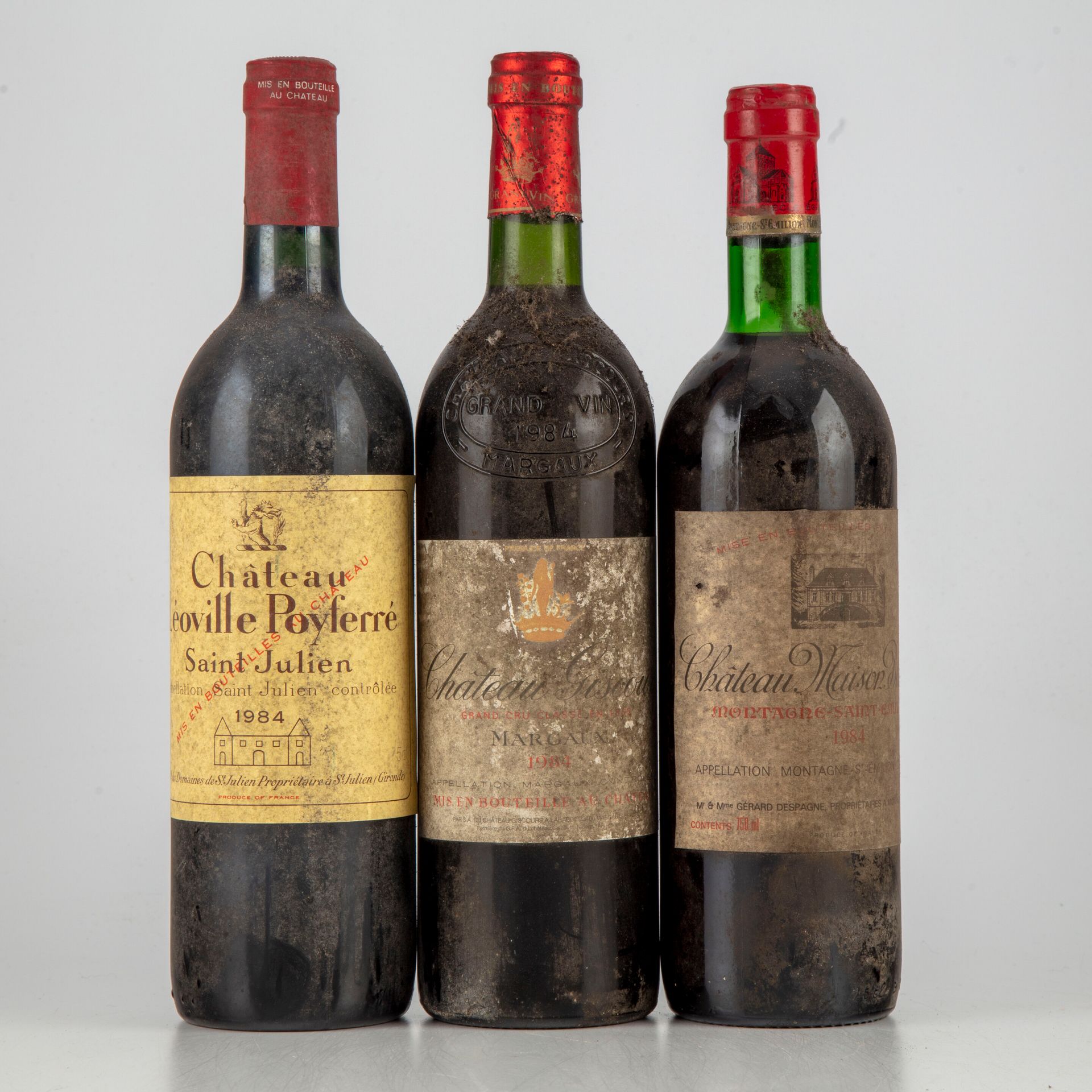 Null "3 bouteilles : 1 Château Giscours 1984 3e GC Margaux, 1 Château Léoville-P&hellip;