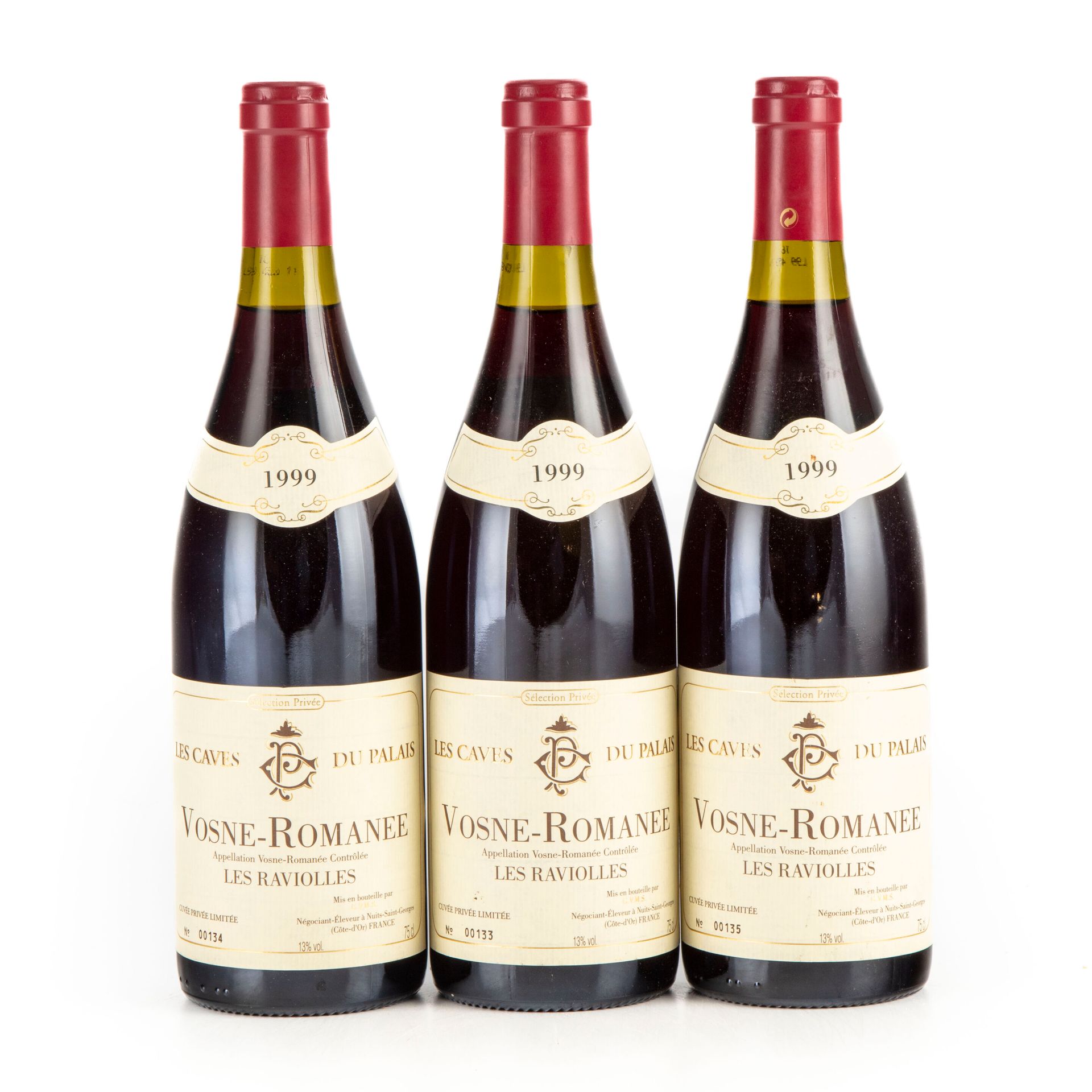 Null "3 bottles Vosne Romanée 1999 ""Les Ravioles"" Les Caves du Palais

(N. 2 c&hellip;